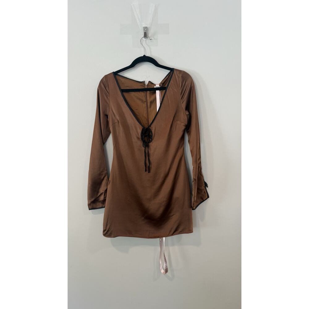 NWT House of CB Sakina Copper Satin Mini Dress Size Small - Picture 5 of 13